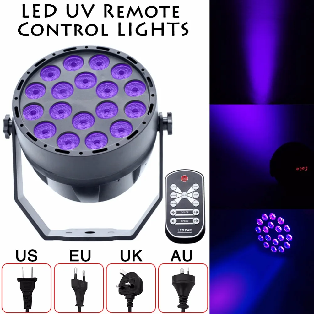 

UV Led Stage Light Black Light Par Light With Remote Sound Active 18 LEDs Auto DMX Spotlight Lamp for Disco DJ Club Show