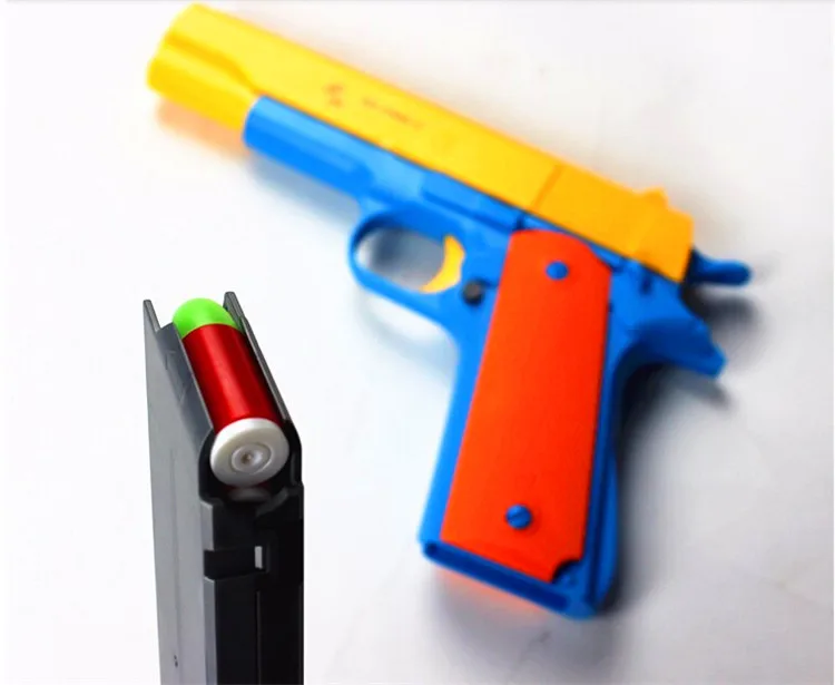 1 шт классический M1911 игрушки пистолет детская игрушка Пистолеты мягкие пулевой пистолет пластиковый револьвер для детских игр под открытым небом игры игрушка Стрелялка - изображение