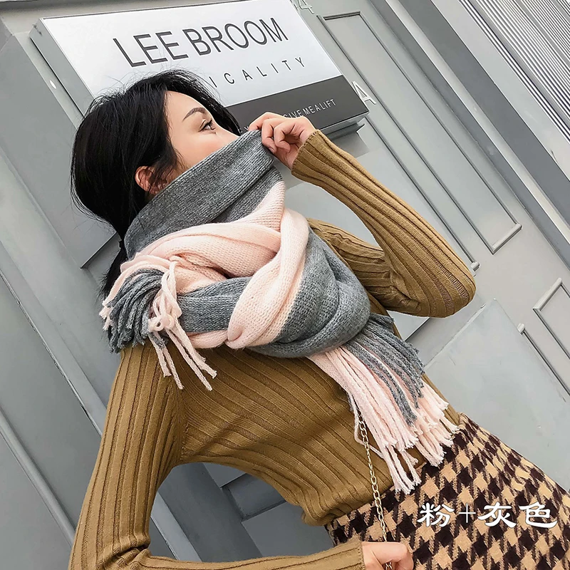

New Autumn Winter Female Wool Plaid Scarf Women Cashmere Scarves Wide Lattices Long Shawl Wrap Blanket Warm Tippet Drop Ship