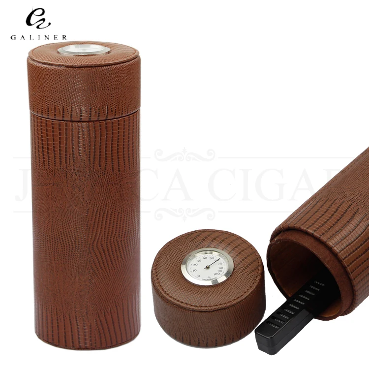 GALINER Cedar Leather Cigar Tube Jar Portable 5 7 Tubes Travel Cigar