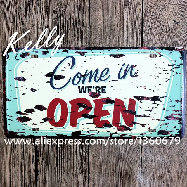 kelly66 come in we re open vintage license plate wall signs poster