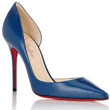 Shofoo Frauen Marineblau leathere Punkt Toe Rote Untere Hohe Absätze Pumpt Schuhe Frau, GRÖßE 4-16 hochzeit & party & abend