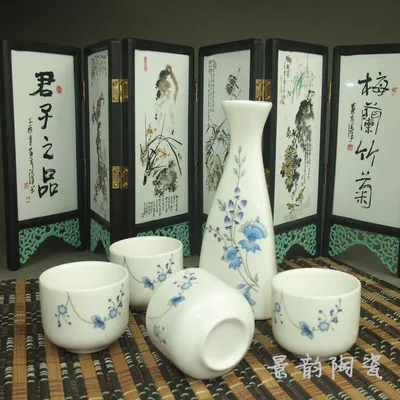 Набор керамических синих и белых чернил в японском стиле sake wine glass hip flask small handless