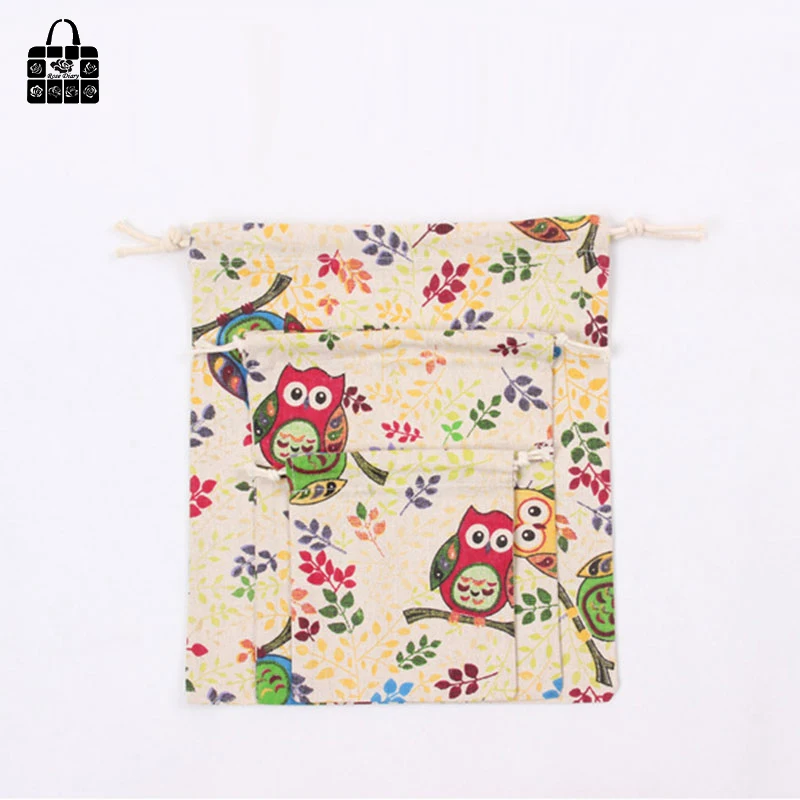 1x Flower branch owl 100% cotton bag Travel Accessories Clothes underwear shoes toy Storage Pouch Luggage Packing Organizers bag 1x Flower branch owl 100% cotton bag Travel Accessories Clothes underwear shoes toy Storage Pouch Luggage Packing Organizers bag