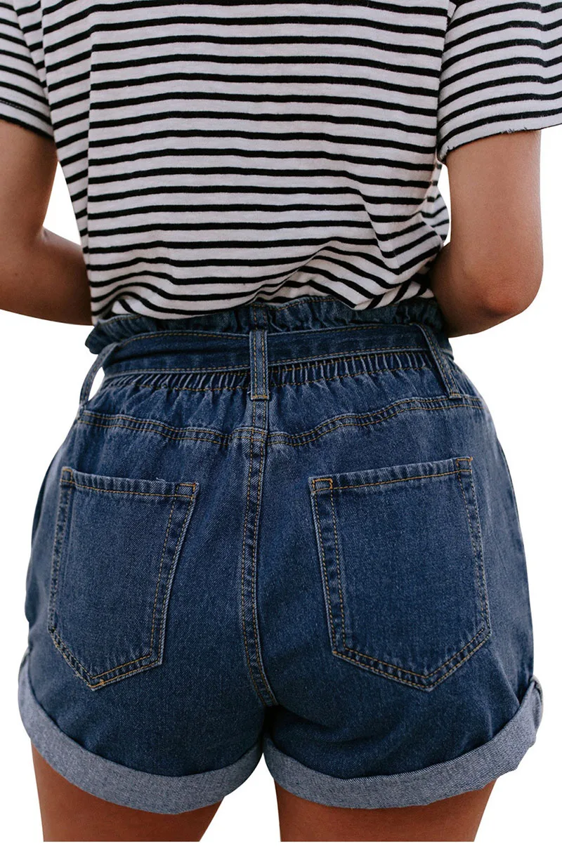 Medium-Blue-Paper-Bag-Waist-Denim-Shorts-LC786104-5-2