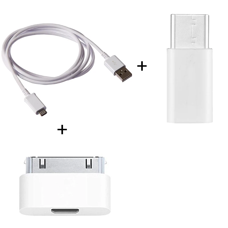 

3 in 1 Micro USB Charger Cable Set 30pin Type-C Adapter for Iphone 4 Samsung Galaxy S6 edge Plus S 7 Meizu Pro 5 6S Xiaomi Mi 5S