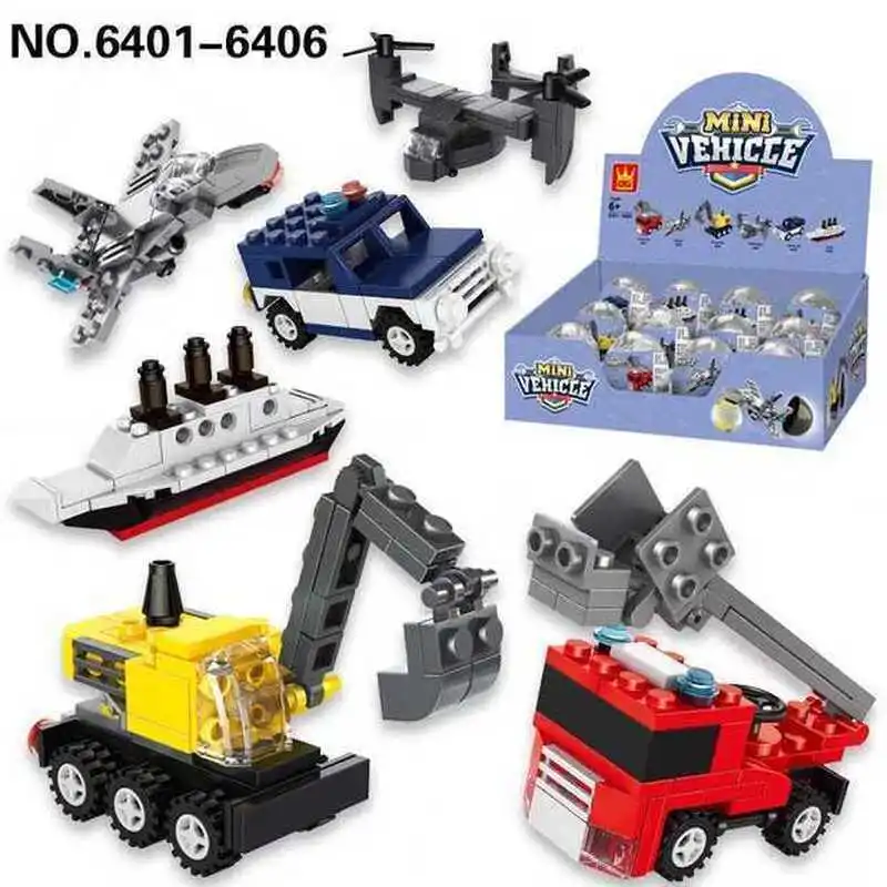 

Children's Small Particle Dinosaur Twisted Egg Toy Male and Girl Traffic Spelled Out Assembling Building Blocks