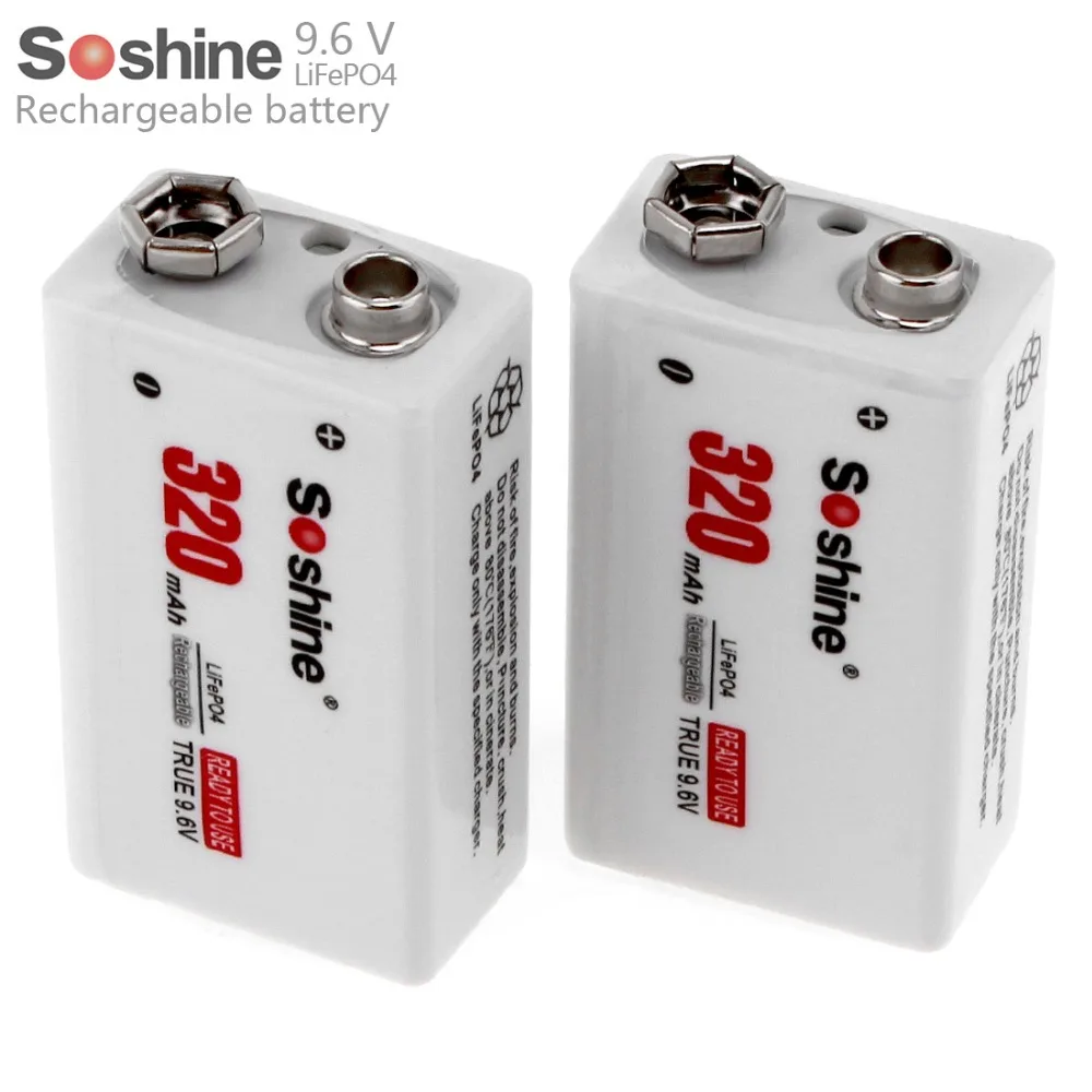 

2pcs Soshine 9V 6F22 320mAh High Capacity LiFePO4 Rechargeable Battery + Portable Battery Box
