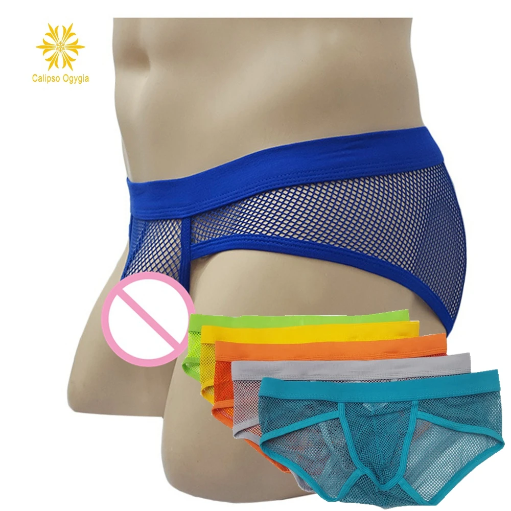 

7colors Mens Nylon Briefs Black Sexy Fashion Thin Low Waist Mens Mesh Briefs Transparent Calzoncillos Hombre Slips Free shipping