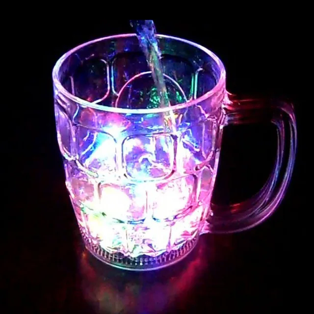 20pcs 550ml LED Beer Mug Plastic Large Capacity LED Flashing Beer Cup Fancy Light Glass Color