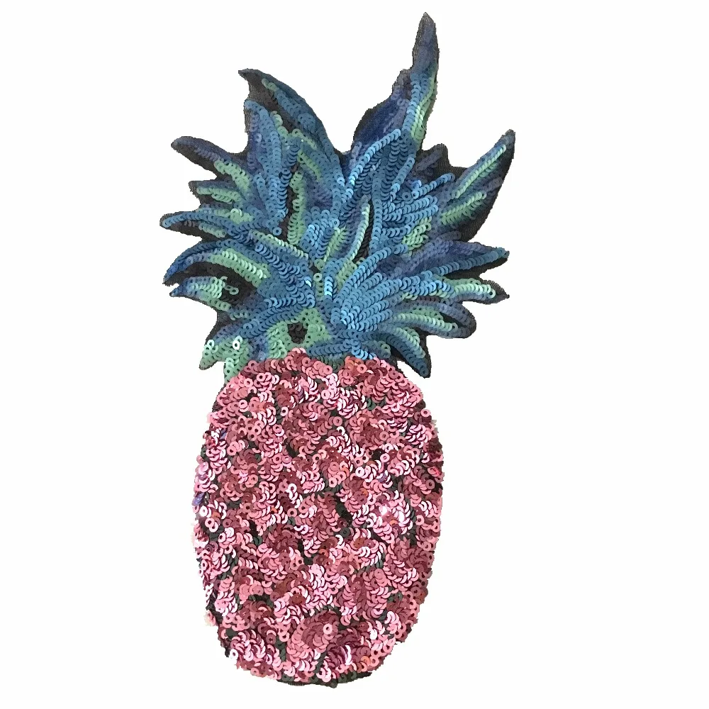 2018 New Pink Pineapple Patches for Clothes T-shirt DIY Decoration Sequins Patch Sewing on Applique Embroidery 2Pcs/set | Дом и сад