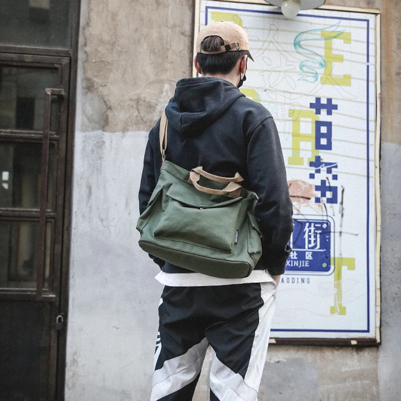 

Vintage Men Canvas Messenger Bags Female Crossbody Bags Large Casual Women Canvas Shoulder Bags Panelled Shopping Tote Handbag