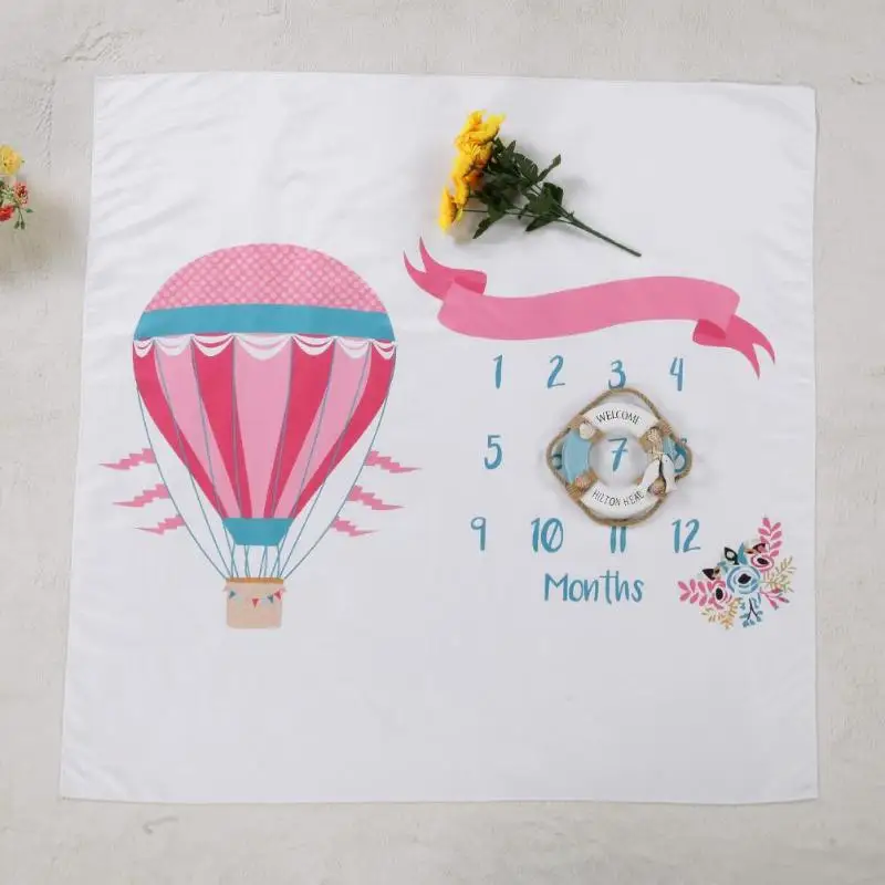 Милый младенческой Детские фотографии Одеяло Multi шаблоны бабочка горячий воздух воздушный шар календарь реквизит для фотосессии фон ткань