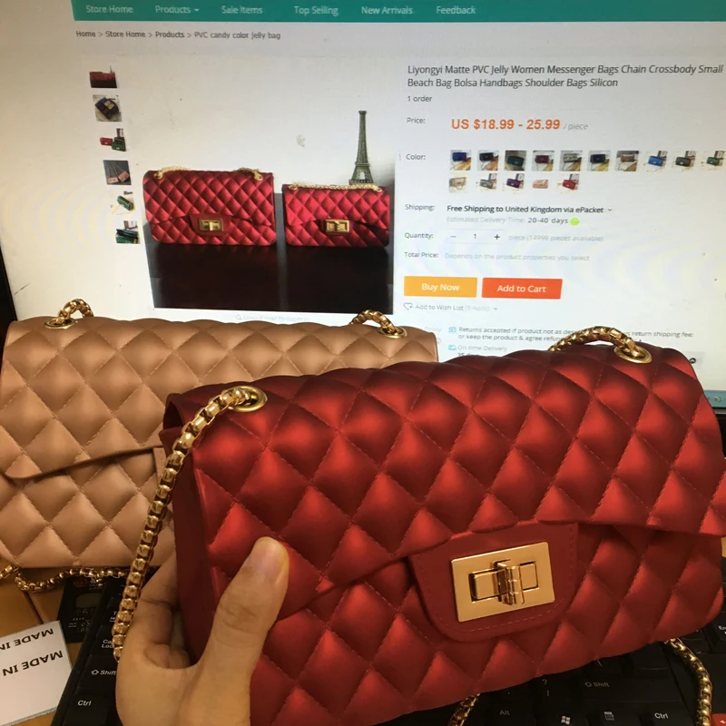 JELLYOOY матовая ПВХ Желейная женская сумка мессенджер на цепочке маленькая тоут