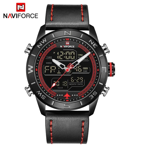 Мужские часы NAVIFORCE лучший бренд класса люкс кожаные спортивные наручные часы мужские водонепроницаемые военные кварцевые цифровые часы Relogio Masculino - Цвет: B R B