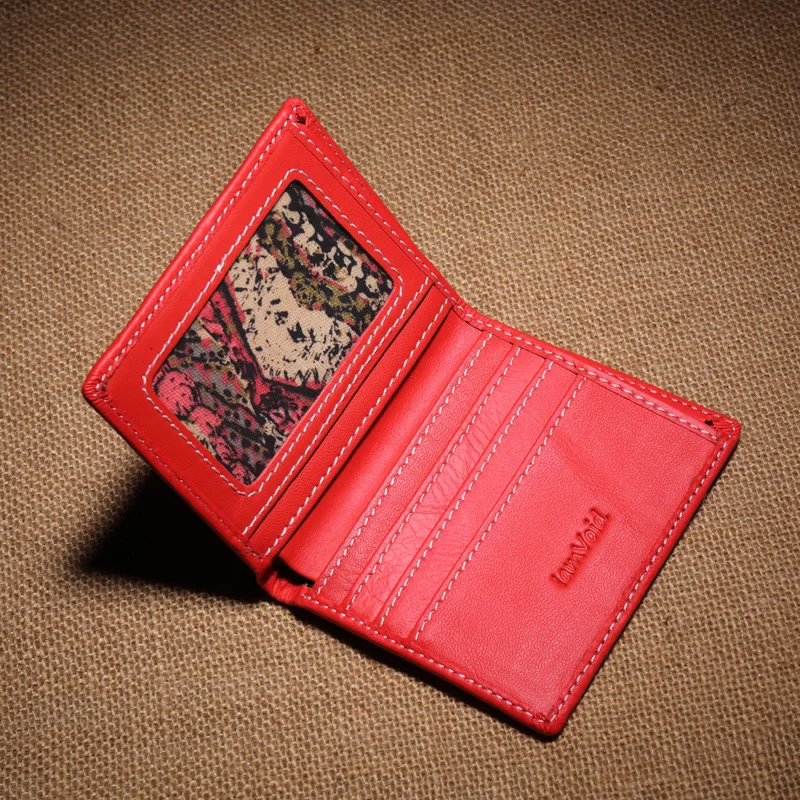 

IamVoid Designer Genuine Leather Wallet For Women Simple Style Fashion Cowhide Leather Purse Female Card Money Holder Red New