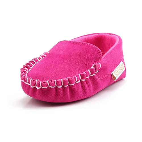 Новорожденный однотонный Повседневный детские ботинки мокасины Moccs мелкая мягкая подошва детская обувь для малышей для 0-18 месяцев для маленьких мальчиков и девочек - Цвет: Red