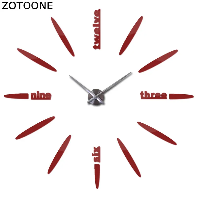 ZOTOONE Acrylic 3d Mirror Wall Clock Modern Design DIY Vintage Self Adhesive Watch Clock Wall Sticker For Wedding Decoration D