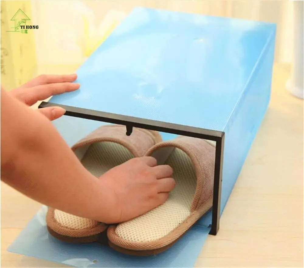 يي هونغ diy البلاستيك السميك حذاء مربع تخزين مربع المنزل منظم درج تكويم طوي التخزين درج رفوف A1058c
