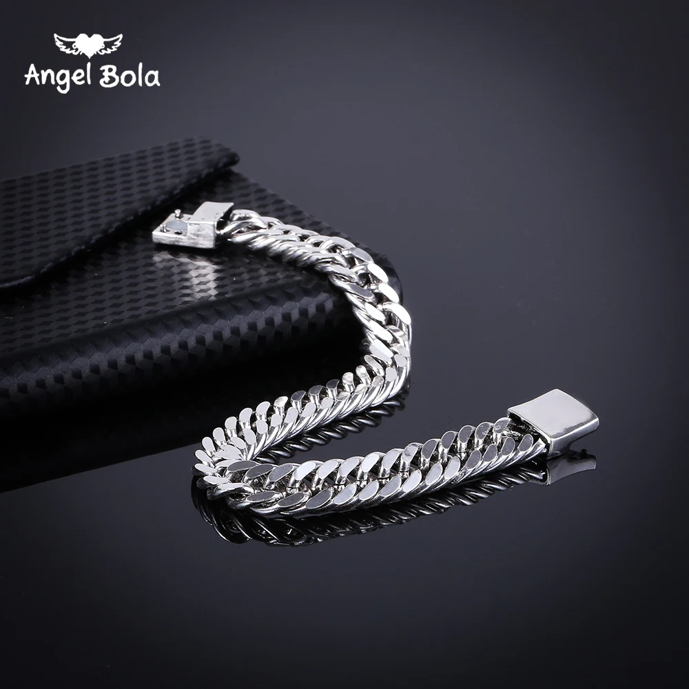 Модные новые звенья цепи Древний серебряный браслет для мужчин тяжелый 5 мм широкий Wo мужские браслеты Будды браслет в форме велосипедной цепи