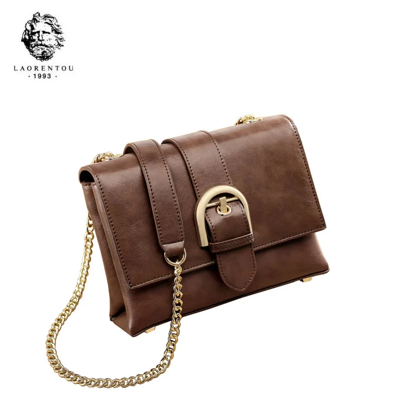 

LAORENTOU 2019 fashion leather retro shoulder bag ladies chain Messenger bag small square bag