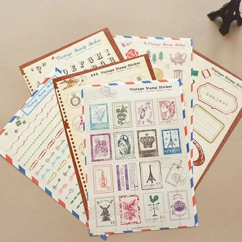 6sheet retro rural broken beautiful stationery notebook diary sealing stickers 6sheet retro rural broken beautiful stationery notebook diary sealing stickers