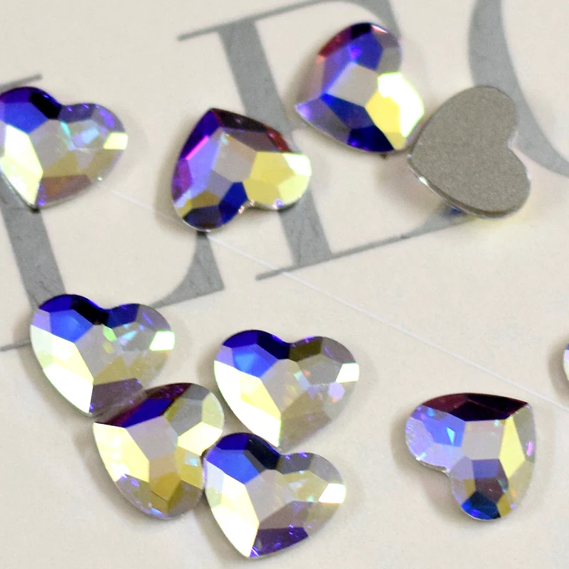 (1 шт.) Оригинальные кристаллы Swarovski 2808 в форме сердца с плоским основанием без
