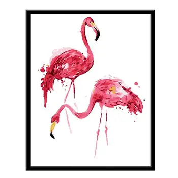 

Artist Hand-painted High Quality Modern Animal Flamingo Oil Painting for Wall Decor Handmade Red Animal Flamingos Decor Painting