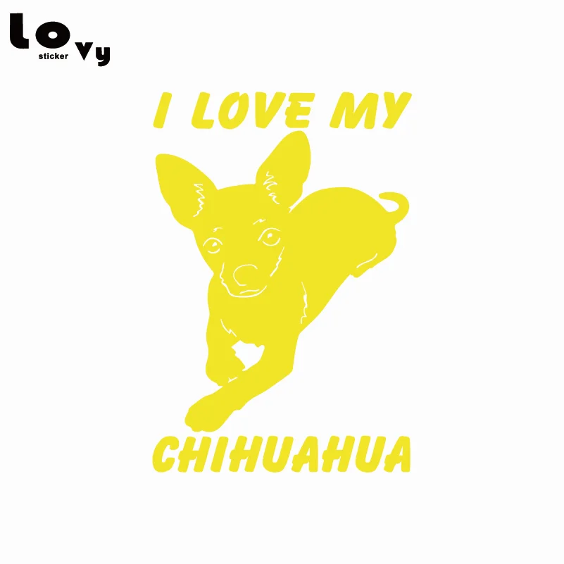 Виниловая забавная наклейка для автомобилей с изображением Чихуахуа I Love My Dog