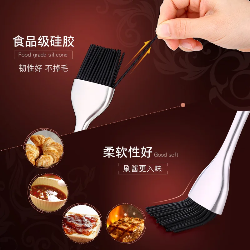 Basting Brush Vacuum Anti-Hot Handle 304 Stainless Steel Kitchen Brush Silicone Baking Bakeware Cook Pastry Oil Cream BBQ Tools