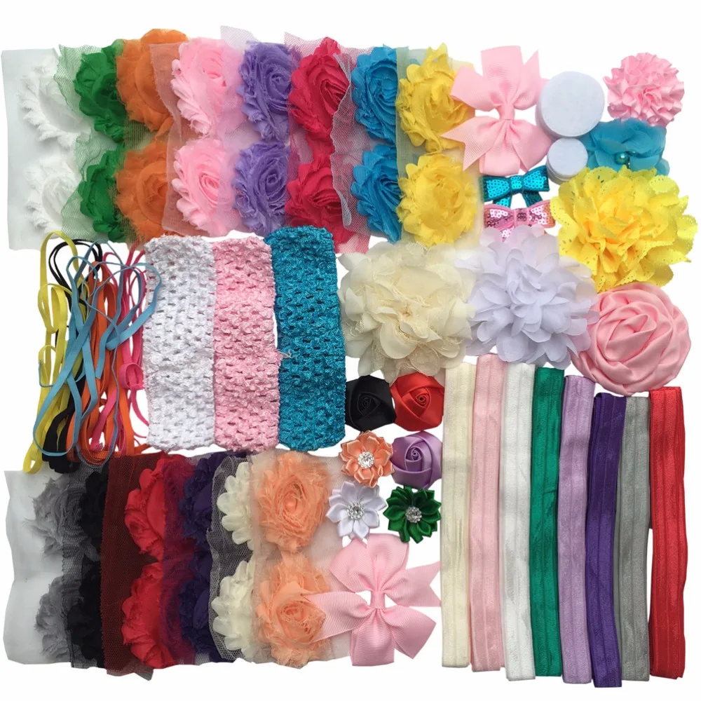 DIY головная повязка для новорожденных комплект-сделать 42 повязки на голову и 2 банта с блестками и 3 вязаная головная повязка-бант для волос(с инструкциями) A076-14
