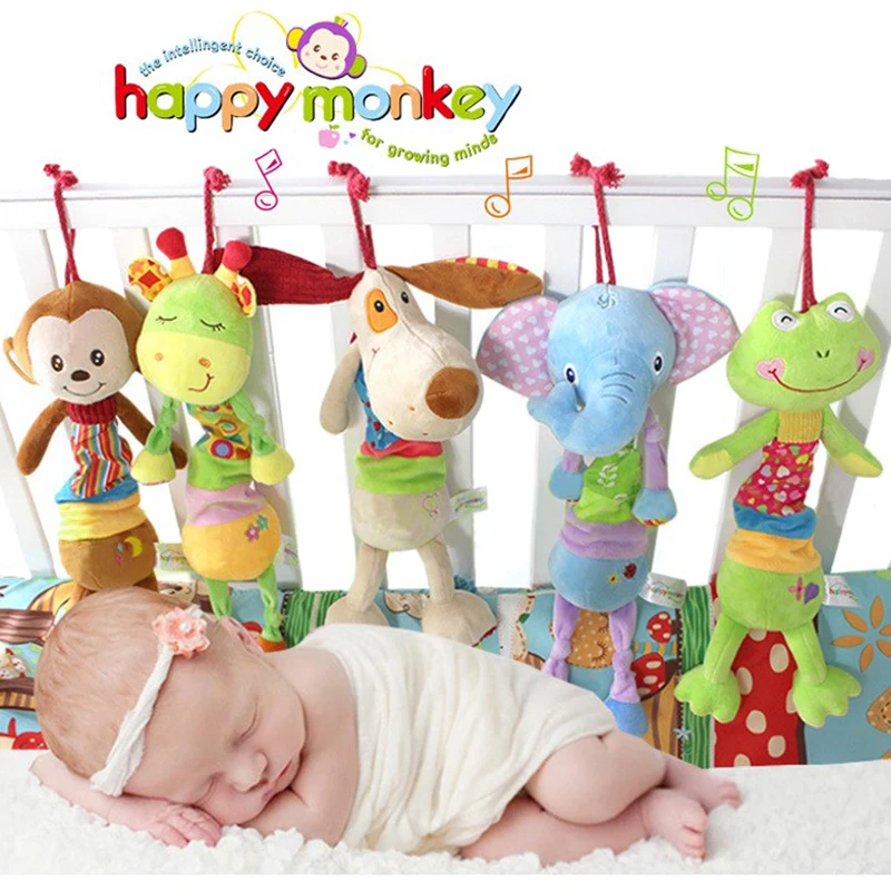 

Baby Music Toy 0-12 Month Infant Soft Cartoon Animal Bed Stroller Hanging Rattles Mobile Educational Doll For Newborn Babies Kid