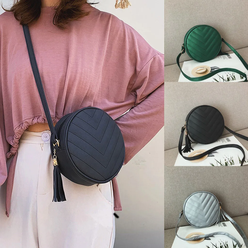 

Woman Round Casual Shoulder Bag Female Adjustable Braided Tassel Small Round Bag Lady Versatile Funny Bag Bolsa Feminina 2019#17