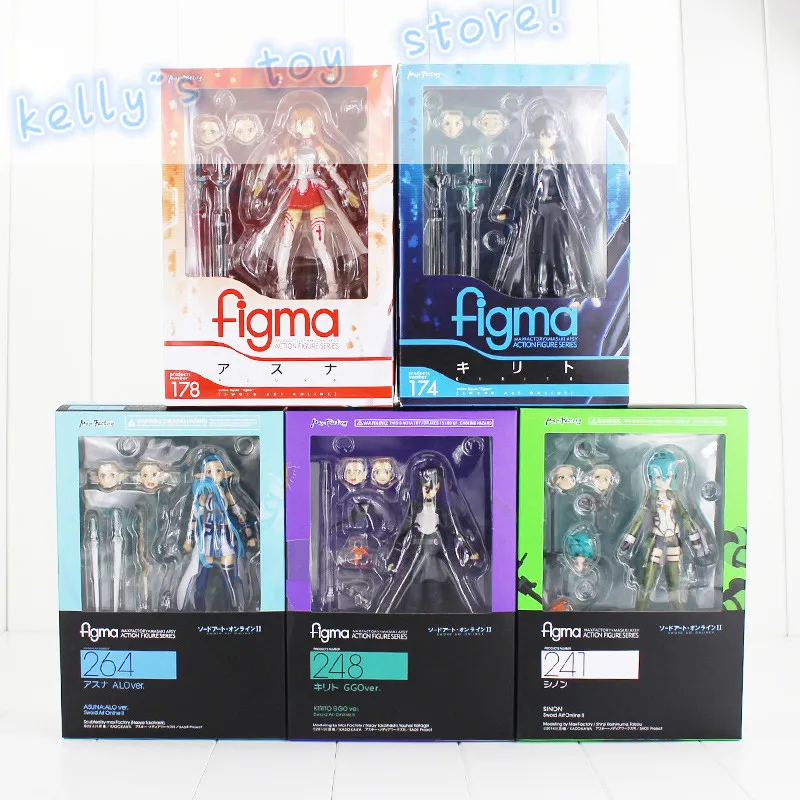 Anime Sword Art Online Action Figure Kirito Sinon Kirigaya Kazuto Yuuki Asuna Asada Shino Figma 248 241 174 264 178 Model Toy
