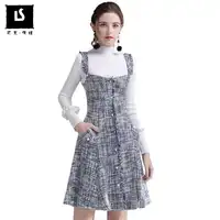Autumn Winter Slim Tassel Pocket Dress Women Woolen Party Dress Women Elegant High waist Vest Casual Office mini dress Vestidos
