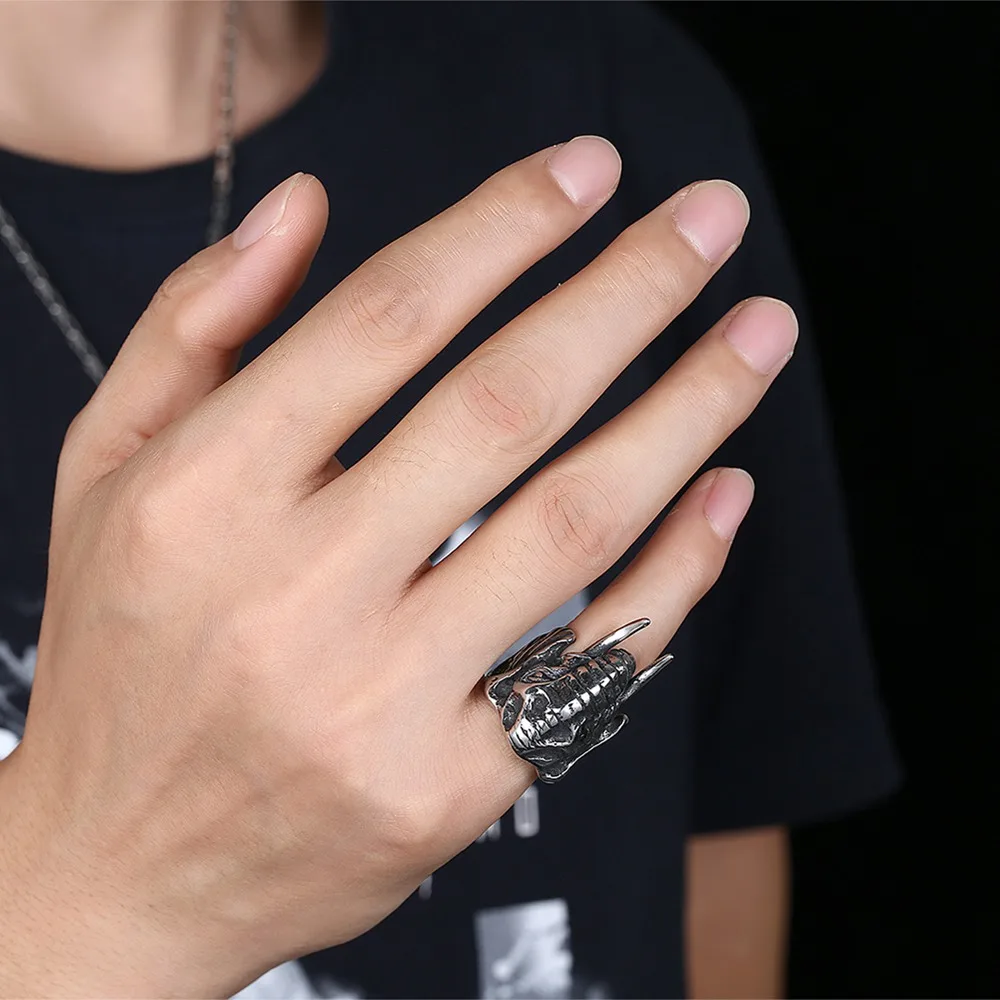 Hemiston Male Ring Stainless Bull Elephant Heads Men Ring Personality Punk Cool High Quality Fashion Jewelry for Party R273