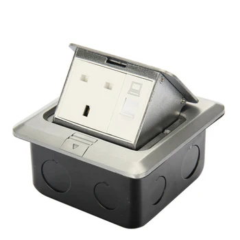 

British power ground socket / square shaped silver aluminum alloy standard plus computer network interface DC-005