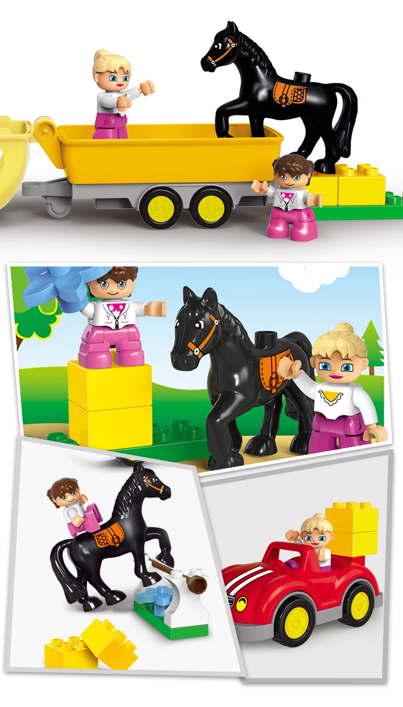 GOROCK большой строительный блок девочка принцесса Кукольный дом розовая вилла дети ипподром лошадь детские развивающие игрушки совместим с Duplo