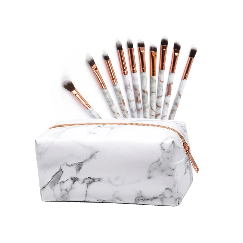 

10Pcs Marble Stripe Makeup Brushes Set Pro Cosmetic Brush Kits Eyeshadow Powder Foundation Blending Marbling Blusher Brush Tools