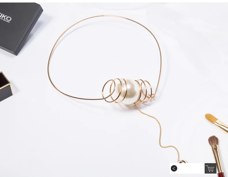 Гипербола ожерелье золотой цвет цепи негабаритный жемчуг кулон колье-чокер для женщин ожерелье ювелирные изделия