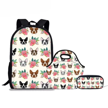 

Cool Pcs/set Boston Terrier Printing Children School Bags Girls Primary Notebook Orthopedic Satchel Backpacks Bags Set Mochila