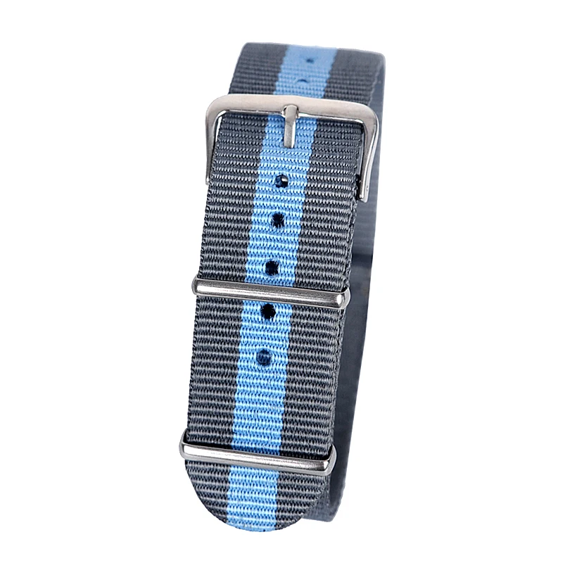 22mm gray light blue gray Sport nato fabric watch band straps