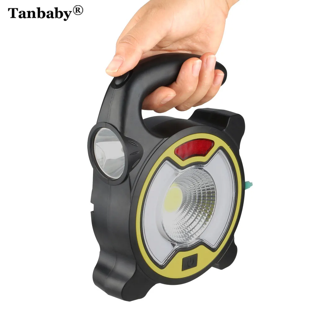 

Tanbaby COB LED Lamp Multi-function Flashlight Outdoor Camping Lantern USB portable Flashlight Double Bulbs Flashlight LED