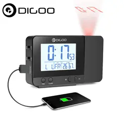 Digoo DG-C10 ЖК-дисплей Беспроводной USB Перезаряжаемые Подсветка проецирования Температура влажность Дисплей стол-часы для телефона Pad Динамик
