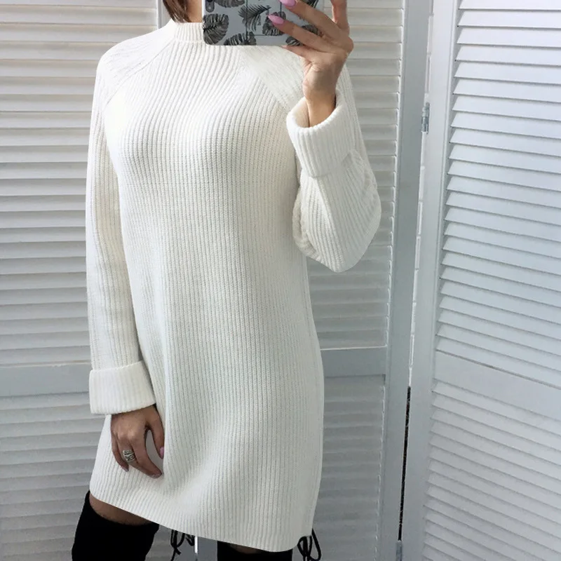 

Dress 2018 Autumn Winter Casual Knit Dress Loose Mini Dress Long Sleeve Solid Sexy Dresses Vestido