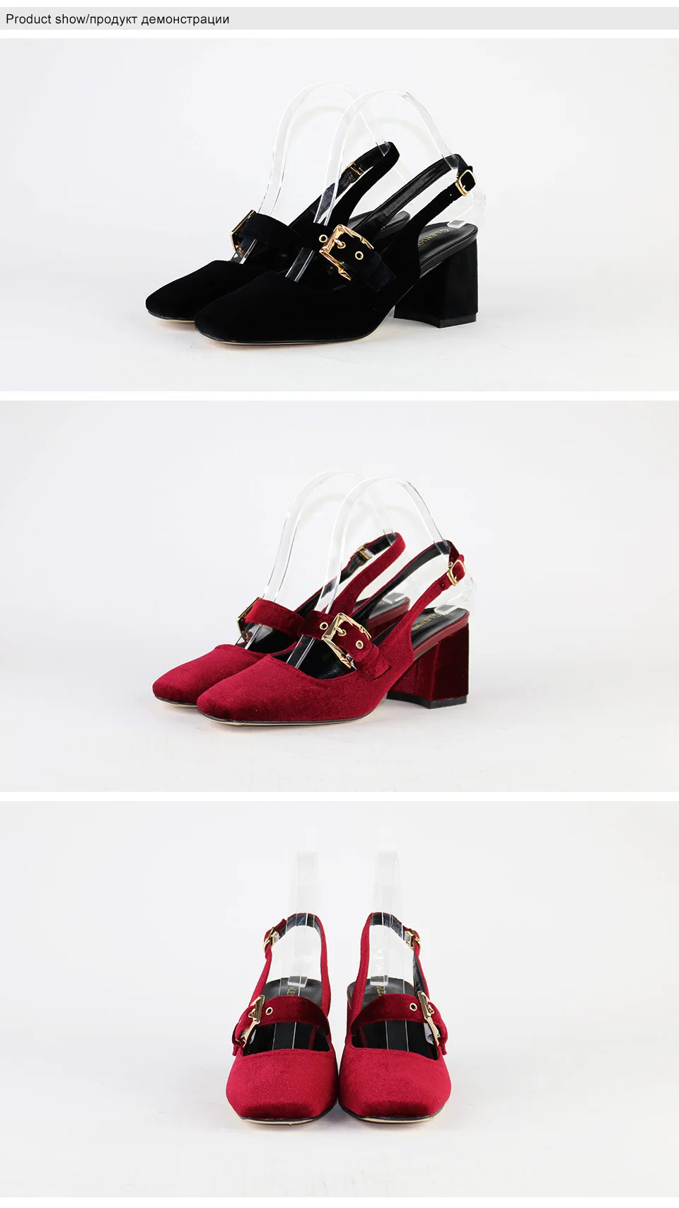 Туфли на толстом каблуке в стиле ретро; женские туфли-лодочки; туфли из флока квадратном каблуке с ремешком на пятке; женские свадебные туфли с круглым носком и пряжкой