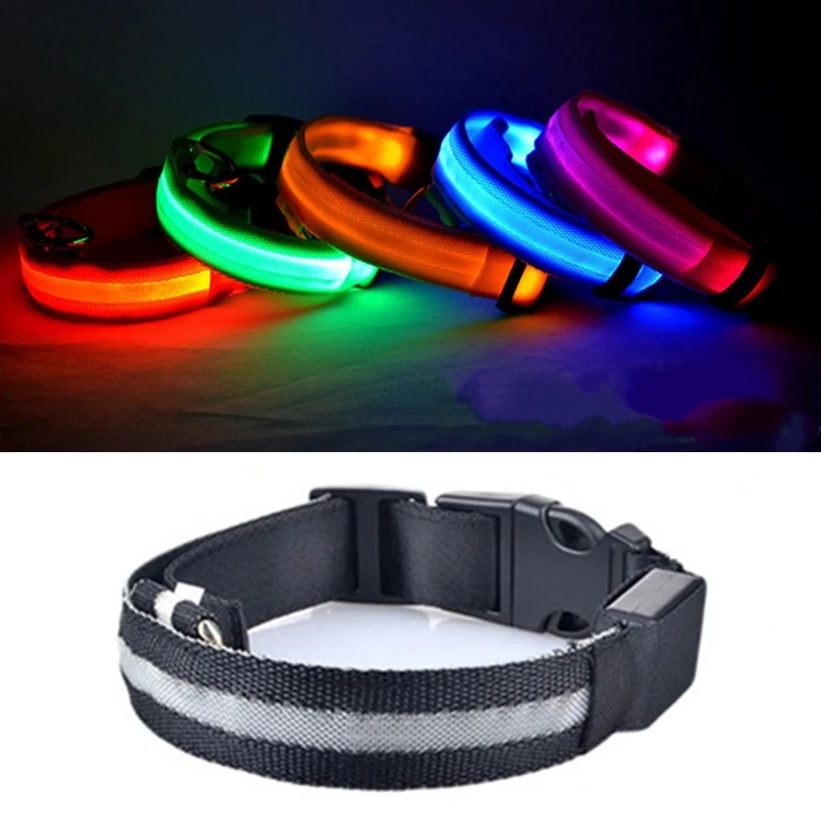 

1PC Nylon LED Pet Dog Collar Night Safety Flashing Glow In The Dark Dog Leash Dogs Luminous Fluorescent Collars Pet Supplies