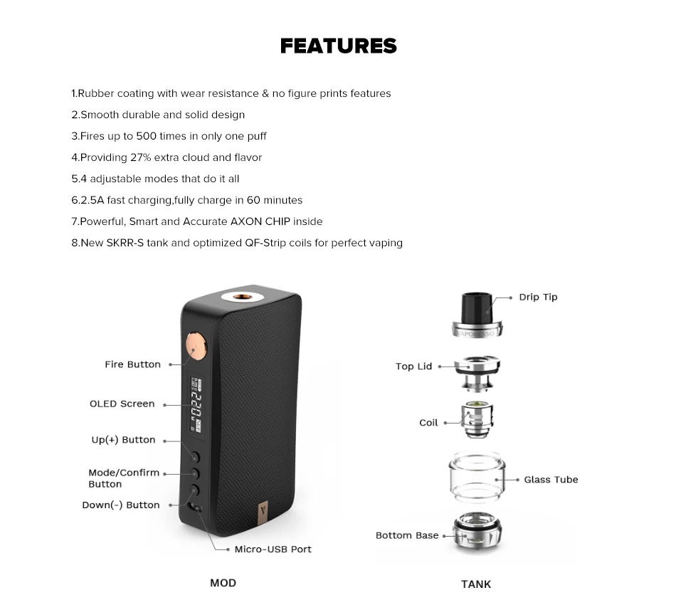 Vaporesso GEN с SKRR-S баком Vape с 8 мл электронная сигарета бак QF Полоса катушка QF сетка катушка VS Vaporesso люкс-с