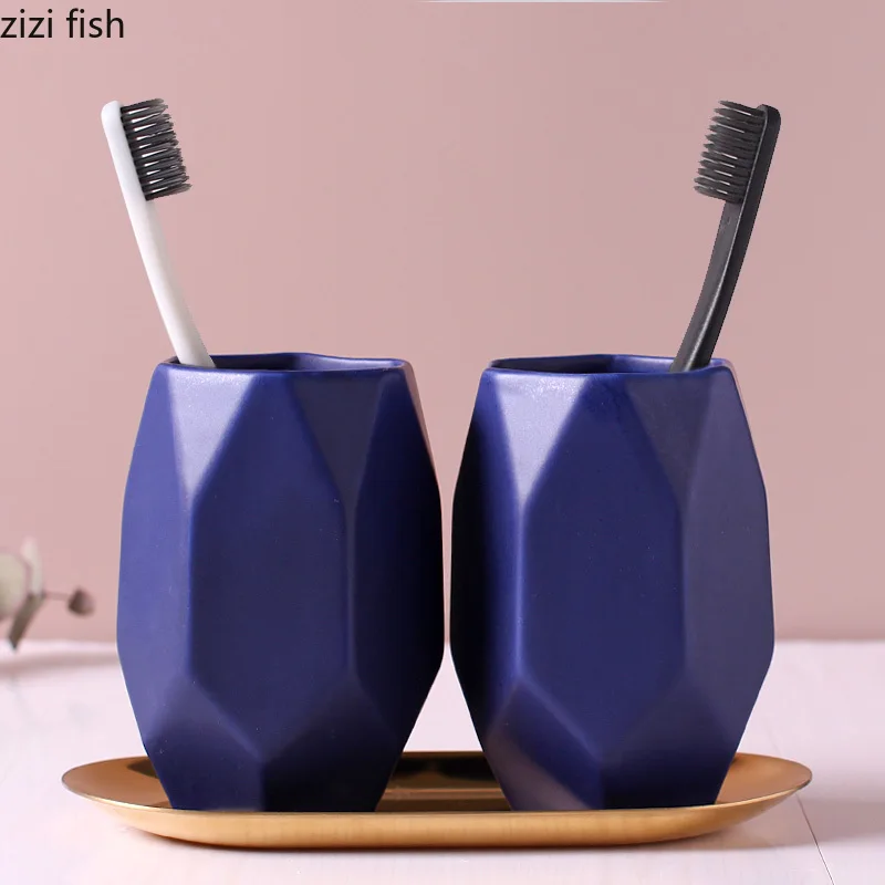 Ceramics Bathroom Supplies Toothbrush Cup Toothbrush Holder Lotion Bottle Soap Dish 2-piece Set Creative Bathroom Supplies