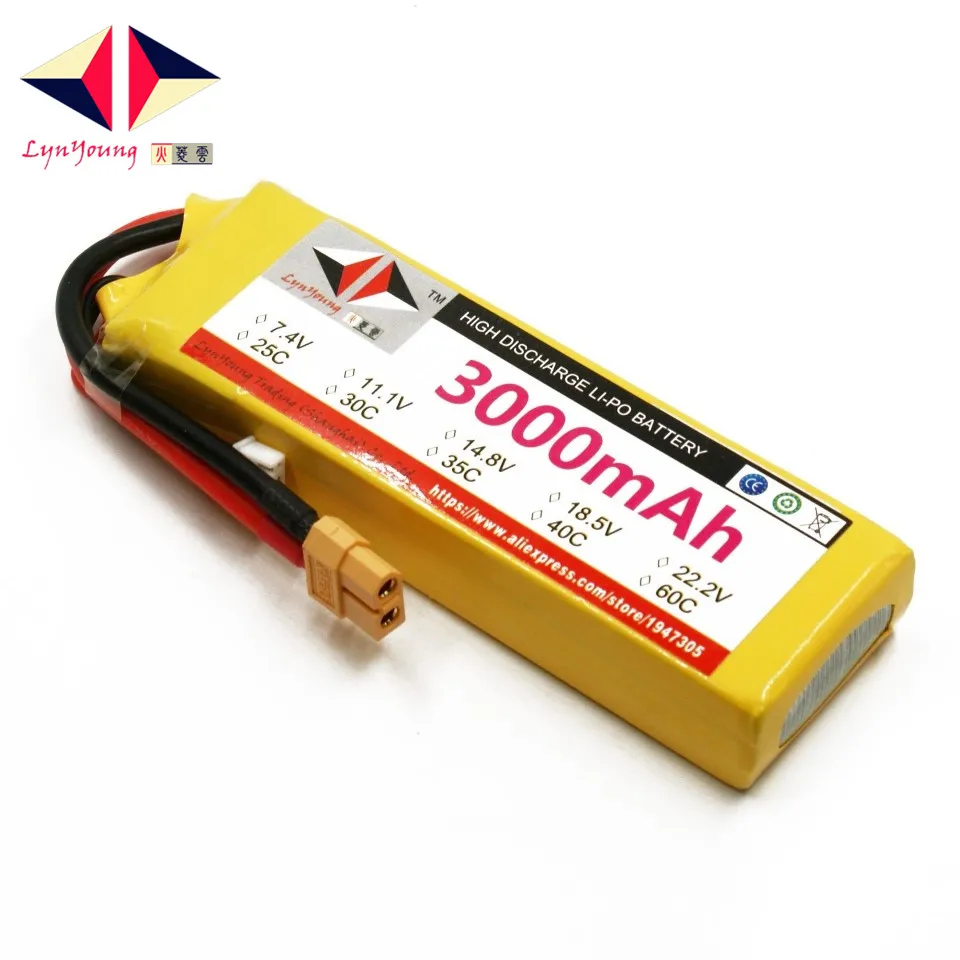 

LYNYOUNG 2S RC Airplane lipo battery 35C 3000mAh 7.4V for Drone Quadcopter Boat Car UAV